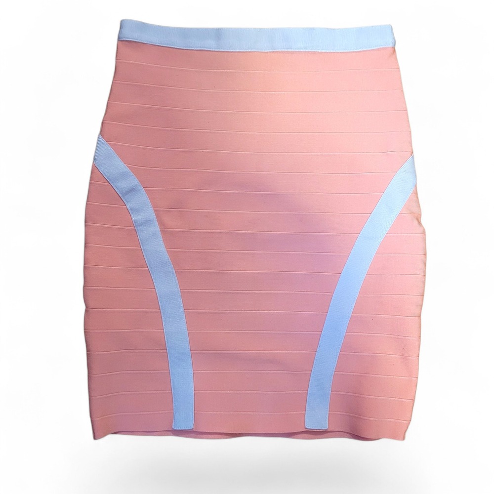 Sunburst Sculpting Bandage Mini Skirt M Coral Peach Snatching Hourglass‎ Baddie - Picture 3 of 5